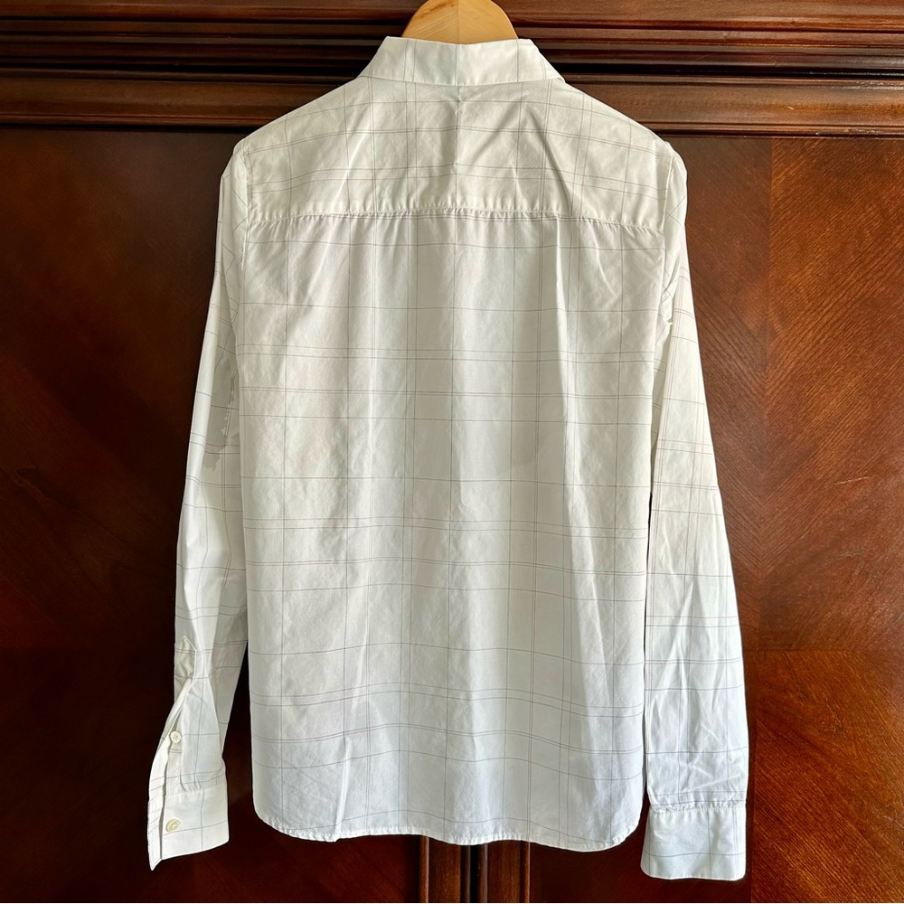 Theory- White Windowpane Plaid Button Up Shirt - image 2